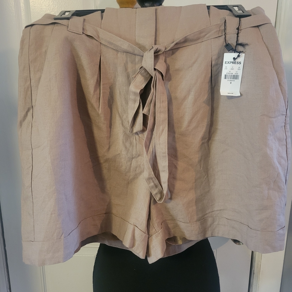 Express Women's Taupe Tie-Waist Bermudas